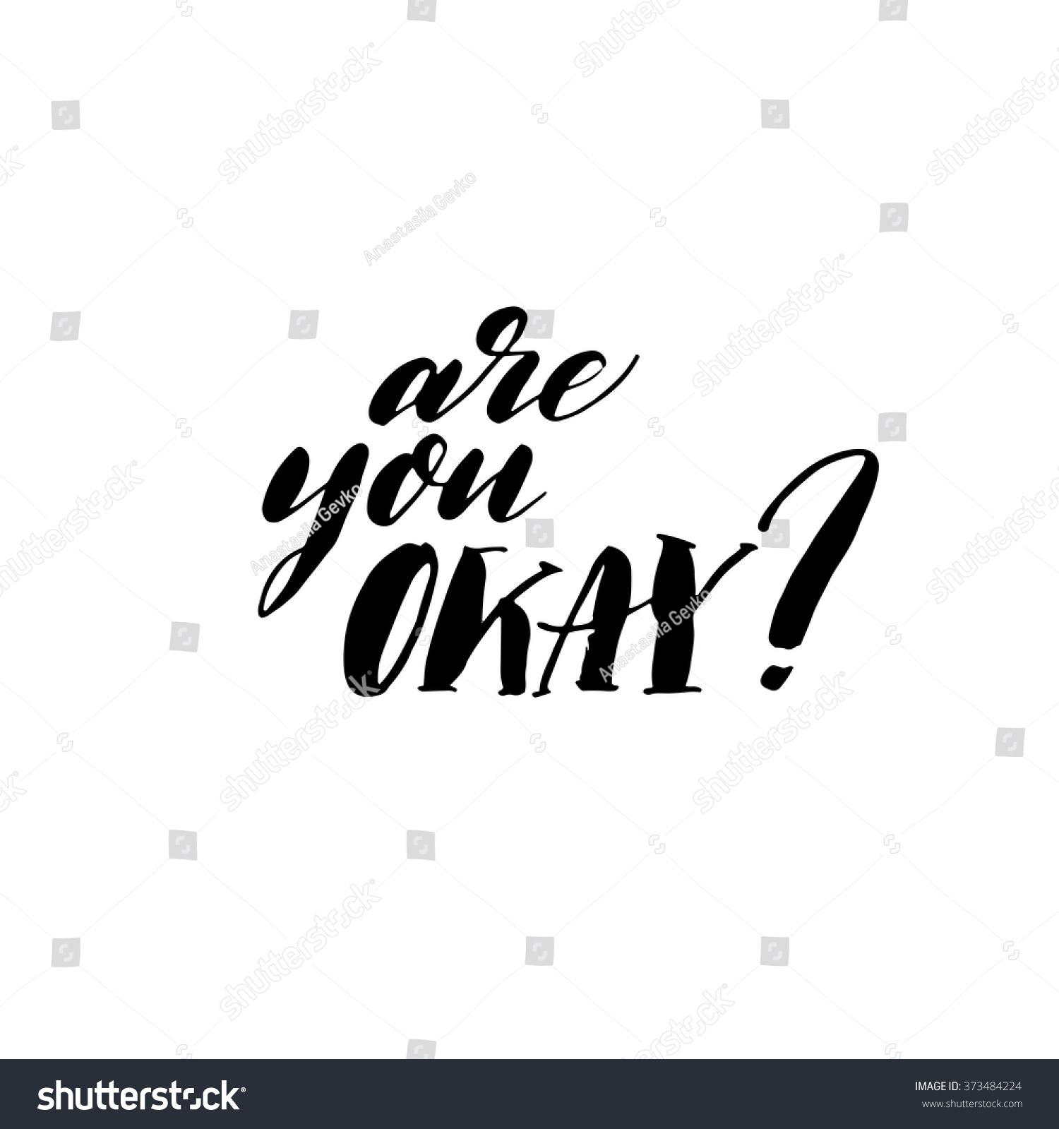 You Okay Card Hand Drawn Lettering Stock Vector Royalty
