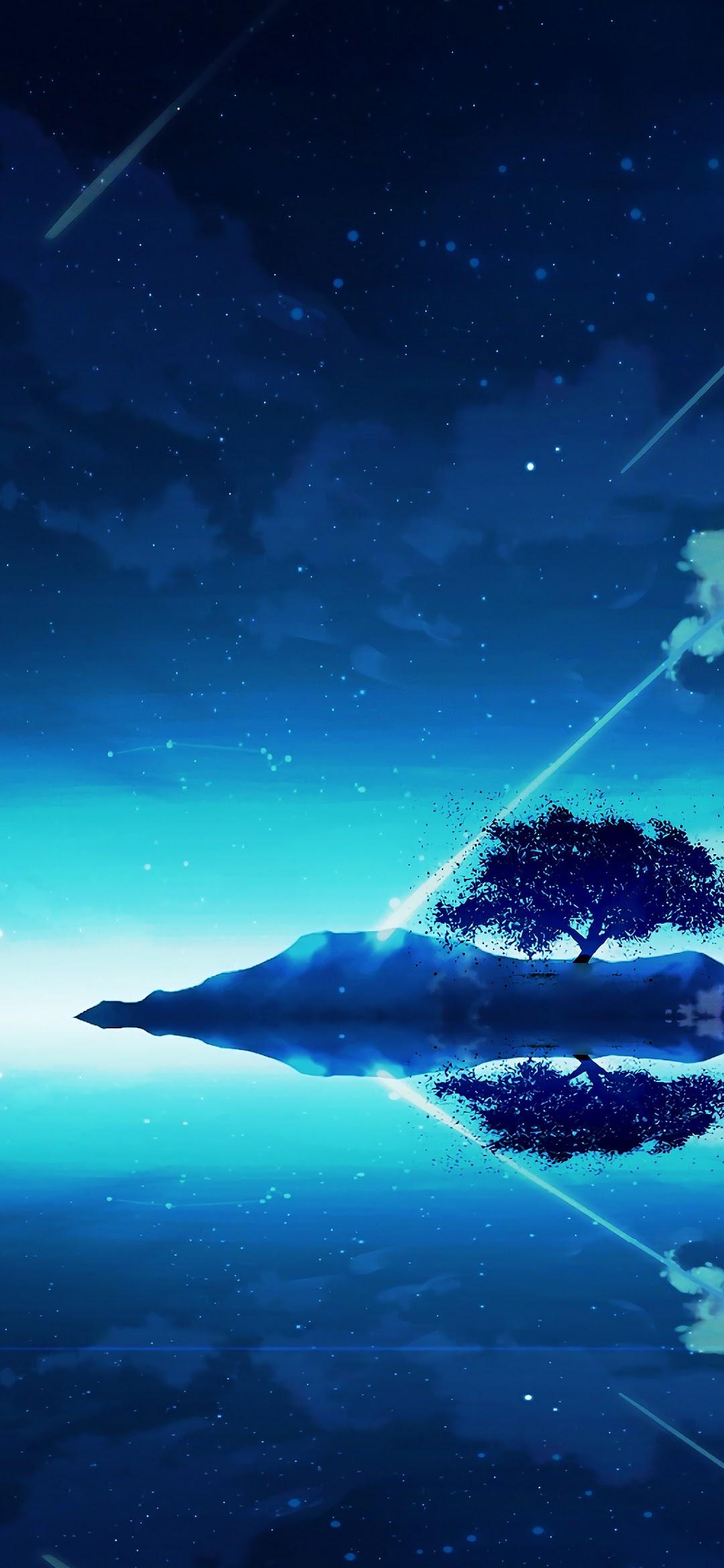 Anime Scenery Night Sky Clouds Horizon 4k Wallpaper