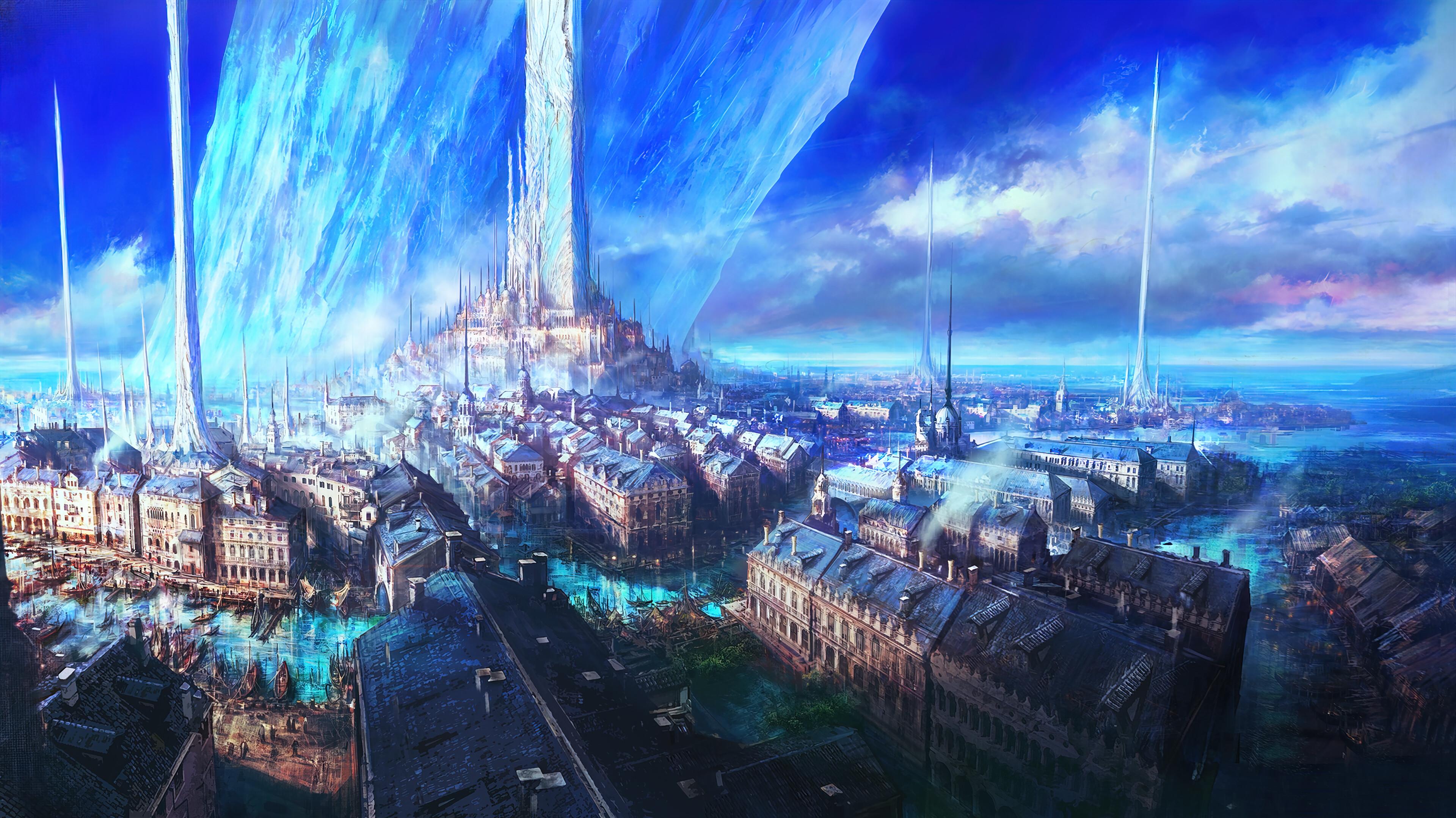 Final Fantasy City Art Wallpaper 4k