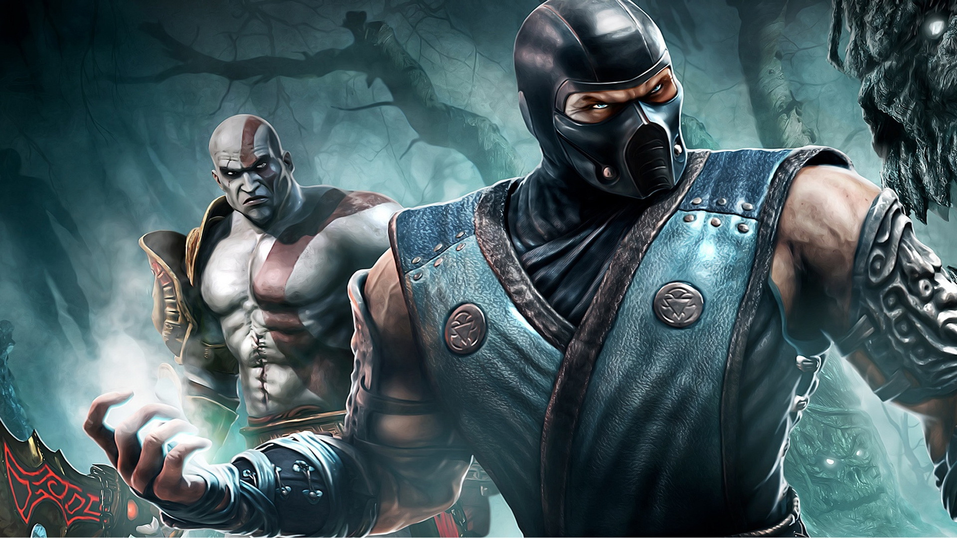 Mortal Kombat Kratos And Sub Zero Wallpaper Playstation