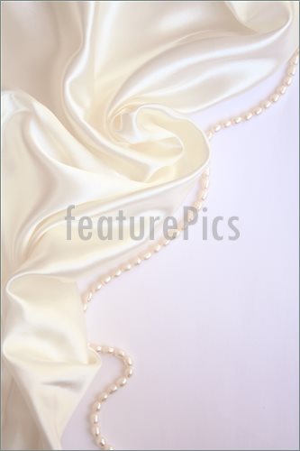 Image Smooth Elegant White Silk With Pearls As Wedding Background