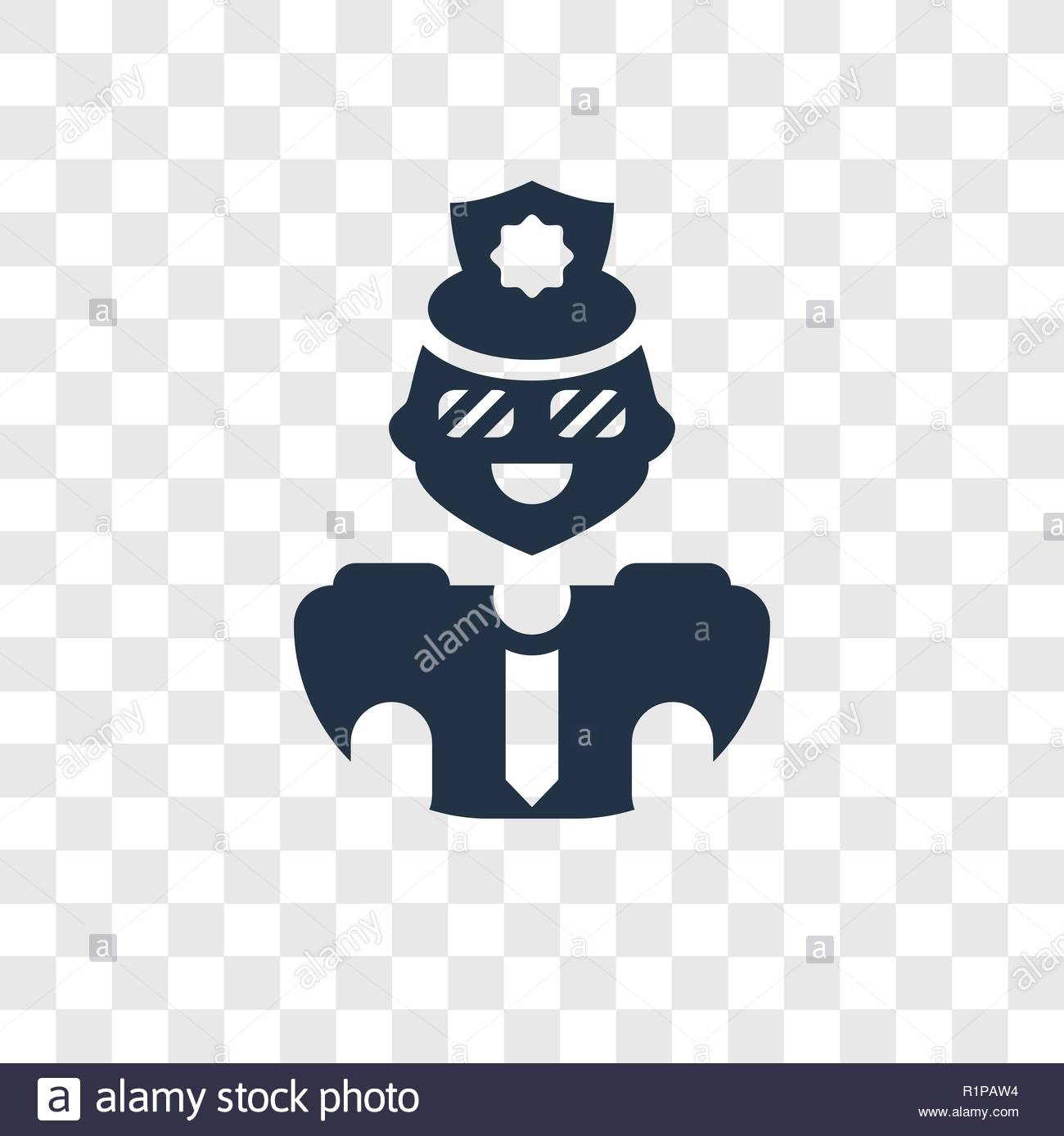 Policeman Vector Icon Isolated On Transparent Background