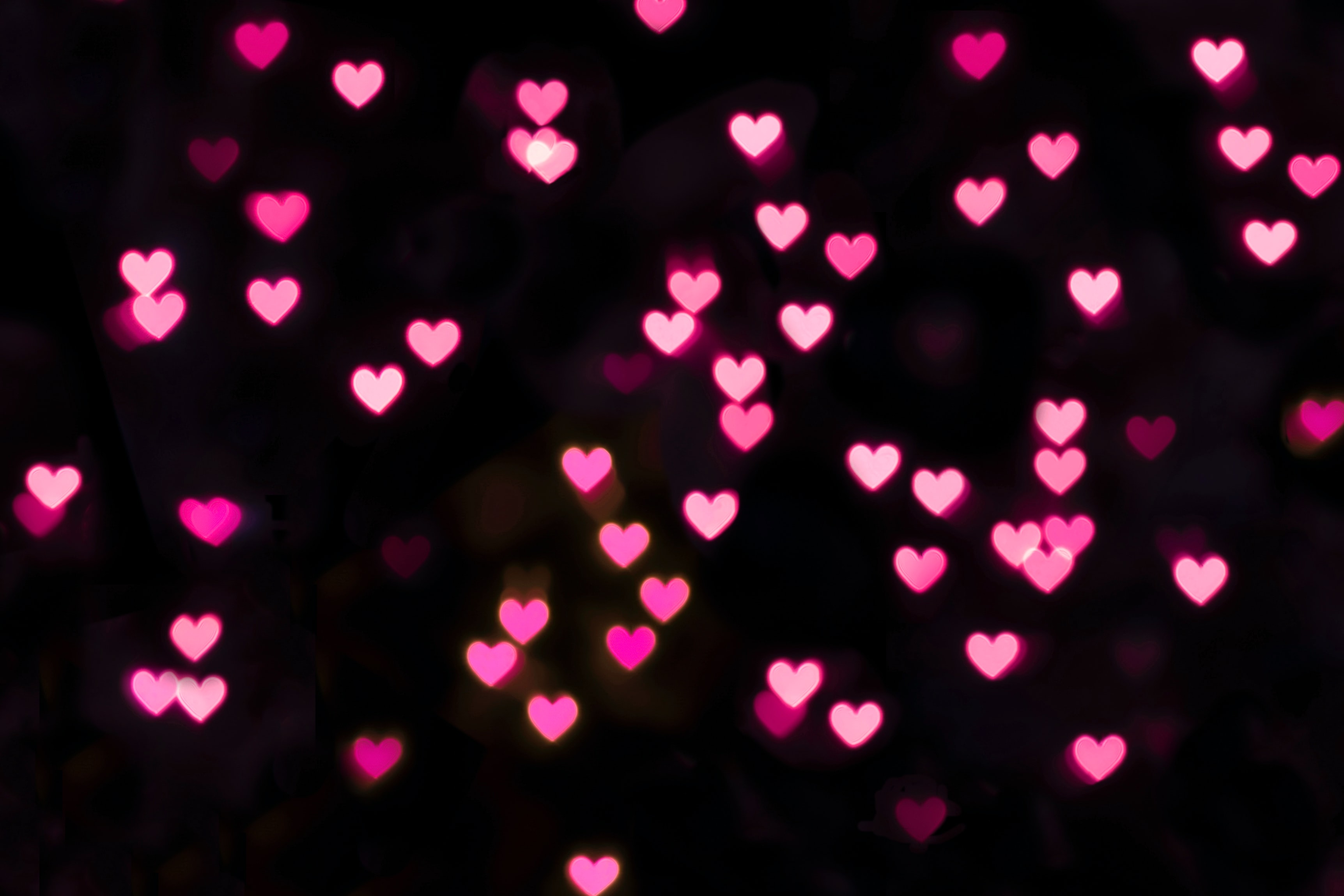 Pink Hearts Wallpaper 4k Illuminated Black