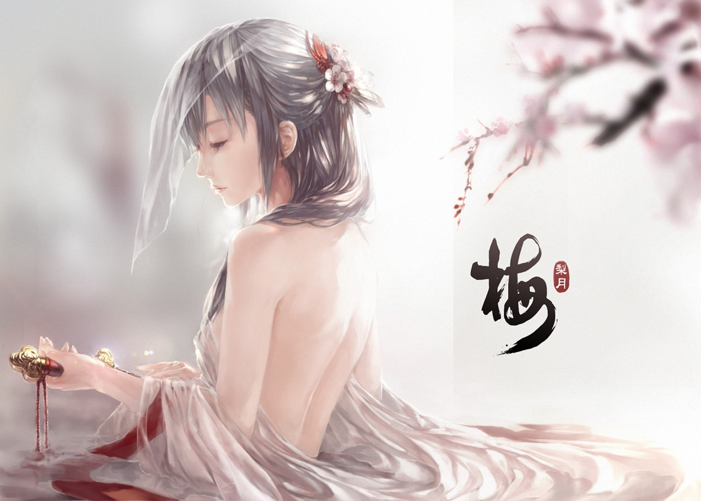 Sad Face Cherry Blossom Anime HD Wallpaper Desktop Pc Background