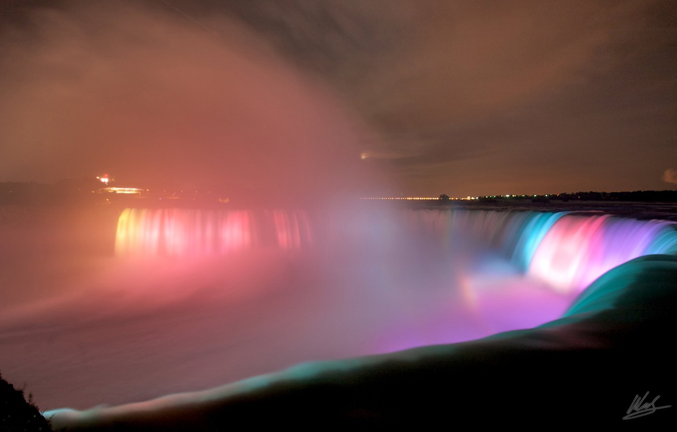 Wallpaper Water Lights Night The City Backlight Niagara Falls