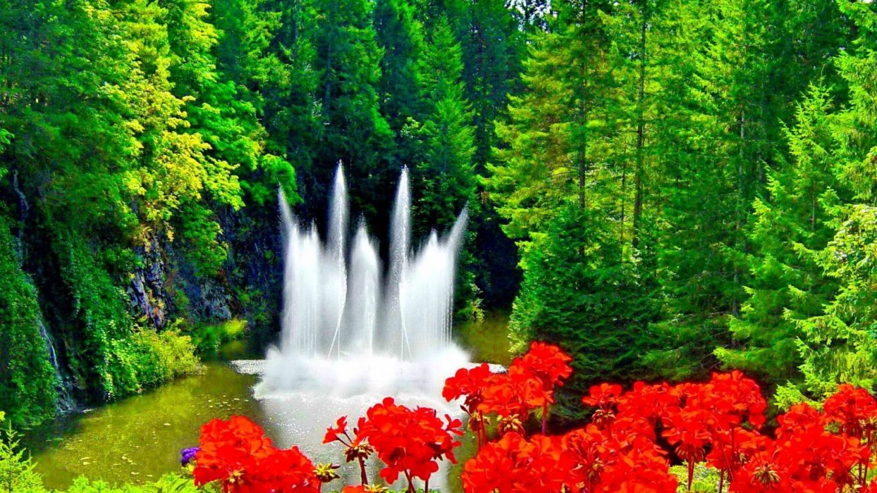 Fountain cute red outdoor nice freshness nature green beautiful
