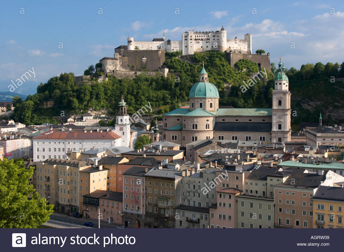 Salzburg Old Town With Hohensalzburg Fortress At The Background