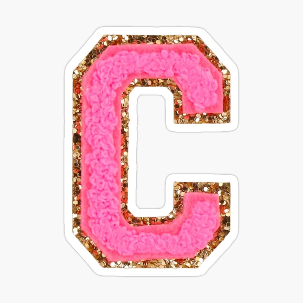 Letter C Bubble Gum Glitter Varsity Preppy Pink Patch iPhone Case