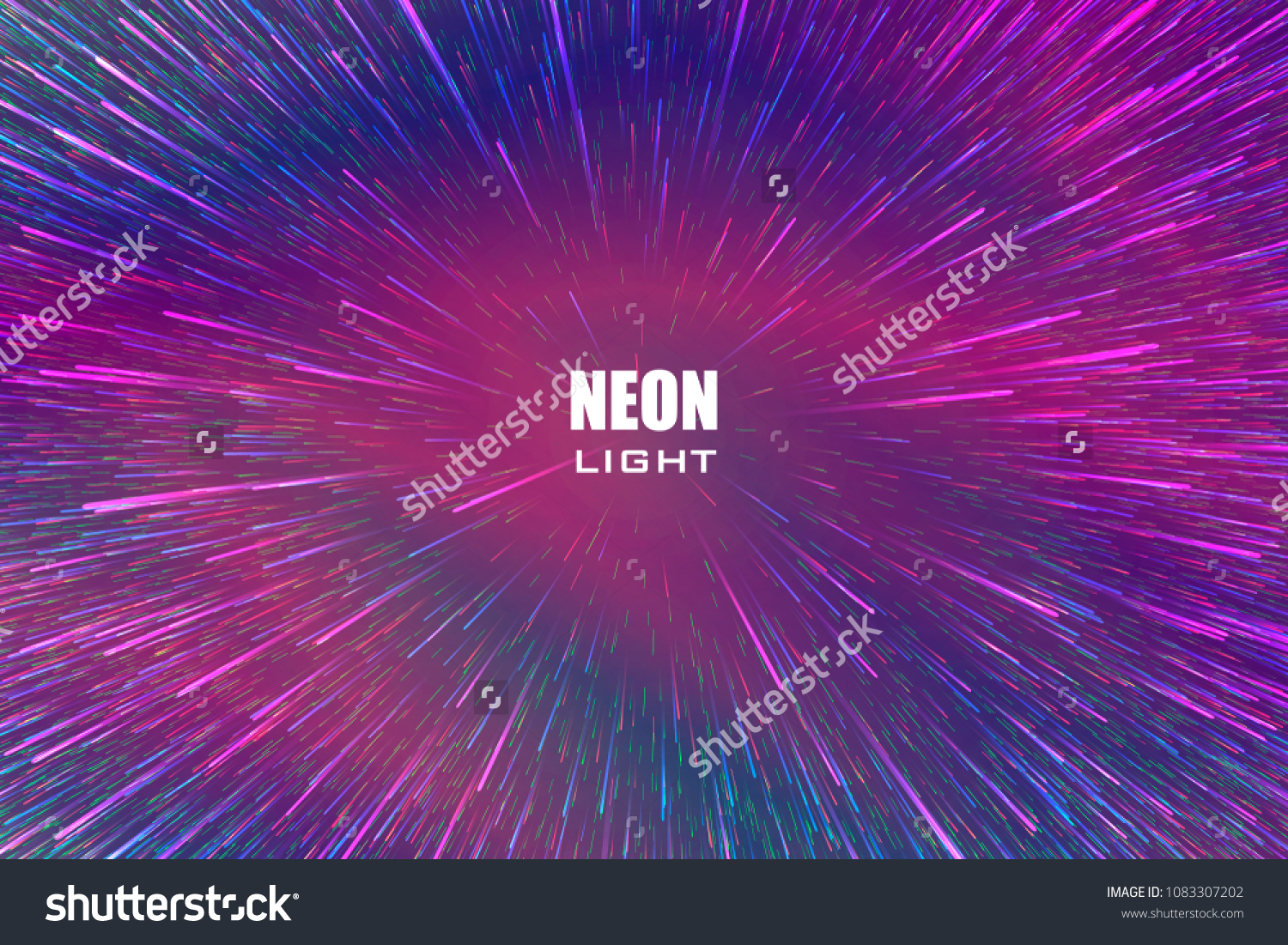 Light Rays Neon Radial Lines Background Stock Vector Royalty