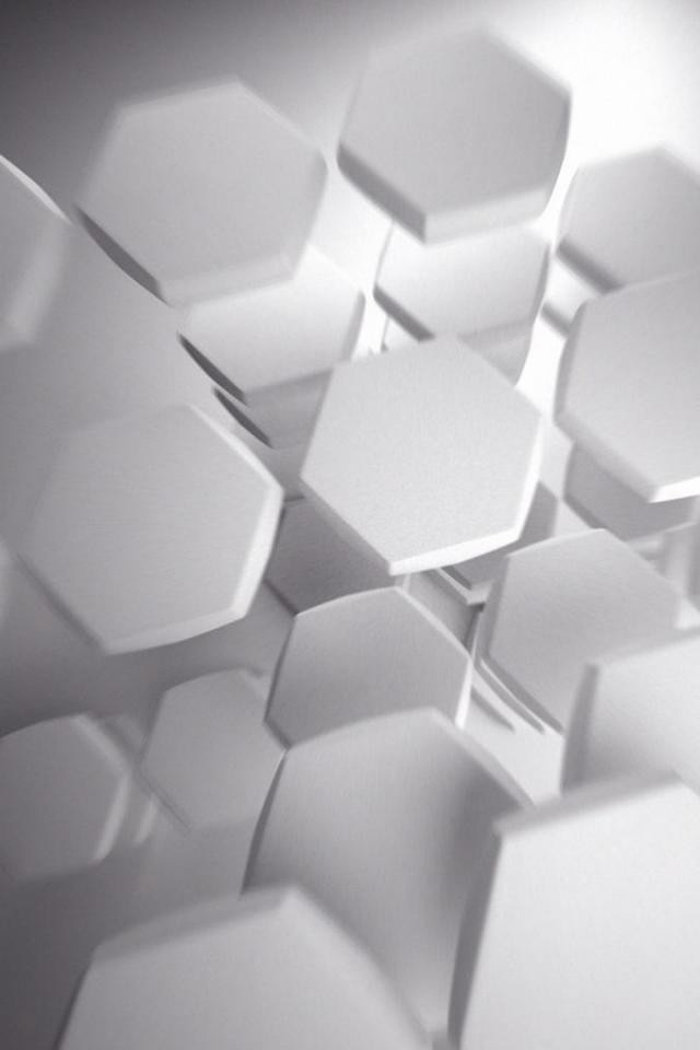 HD White Hexagon Designs iPhone 4s Wallpaper Background