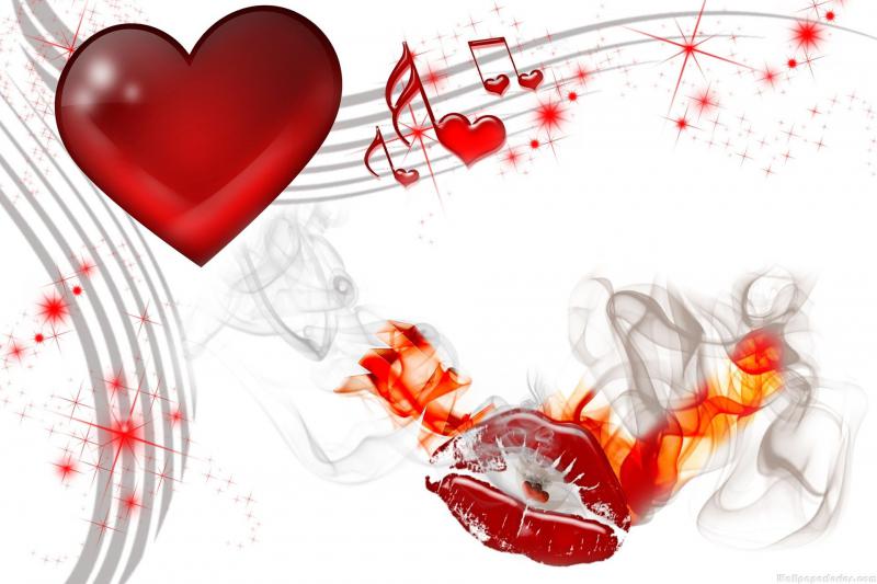 HD Music Notes Heart Desktop Wallpaper