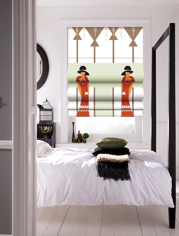 Atadesigns Alexandra Art Deco Roman Blind In Bedroom Creatively