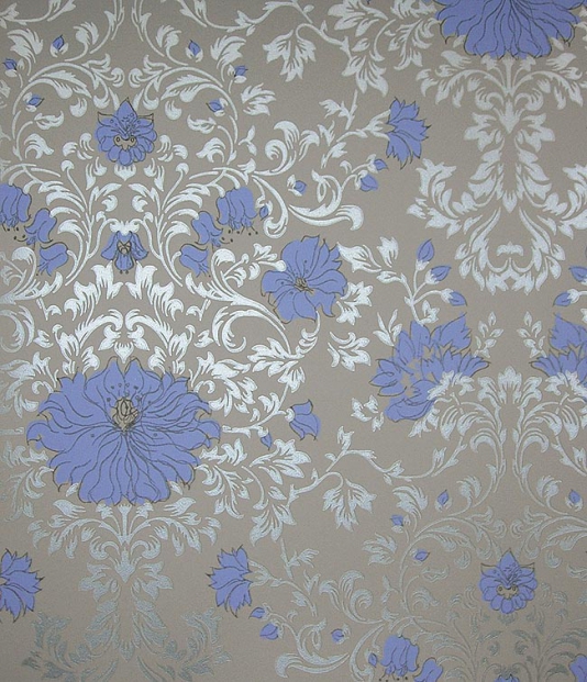 Blue And Silver Floral Wallpaper