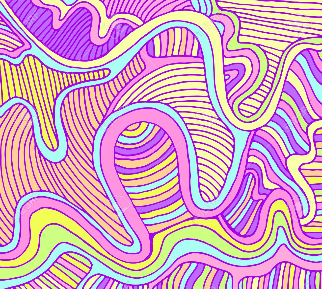 Fantasy Abstract Wave Background Pastel Color Doodle