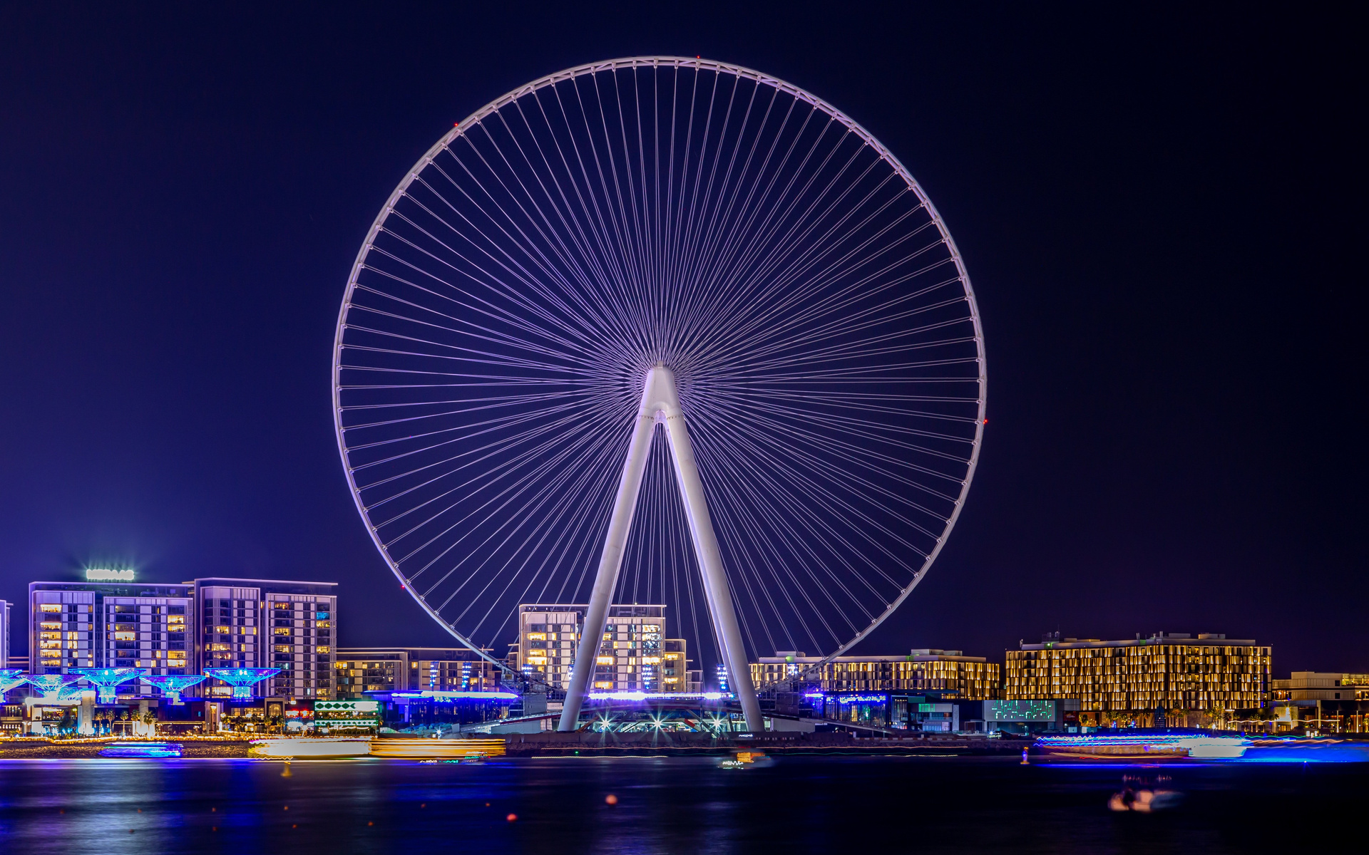 Ferris Wheel Landscape Dubai Uae Night Lights 5k 1080p Resolution HD 4k Wallpaper
