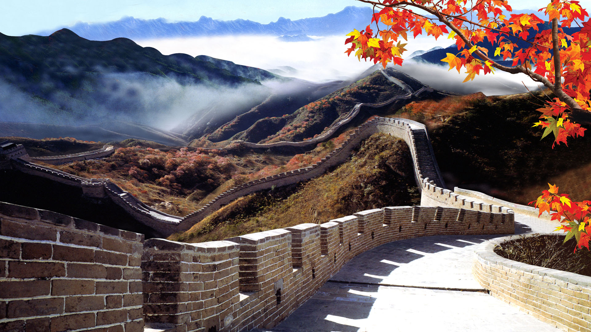 Great Wall Of China Under Fog Wallpaper Travel Hd