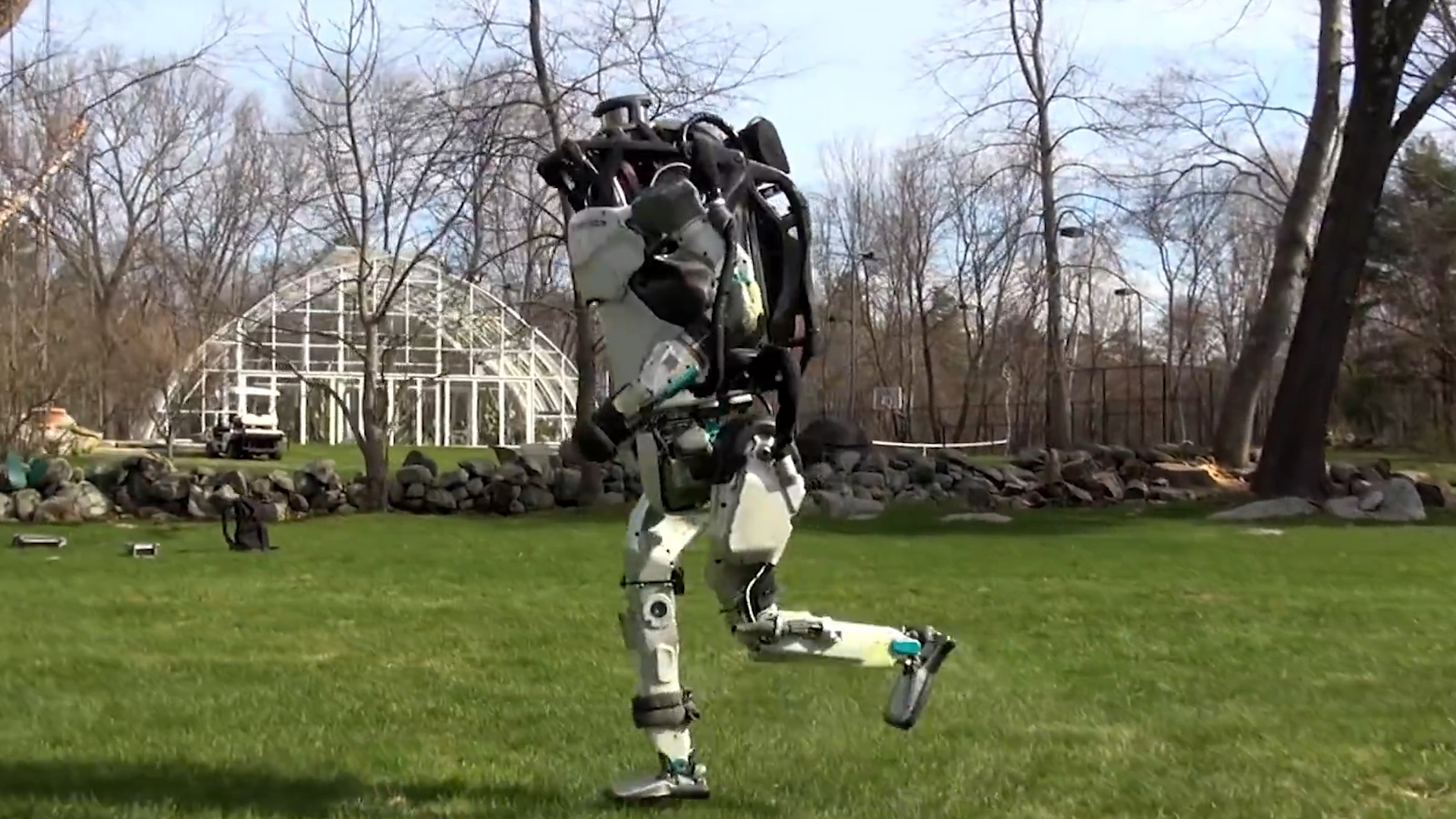 Humanoid robot runs through the park by itself   CNN Video