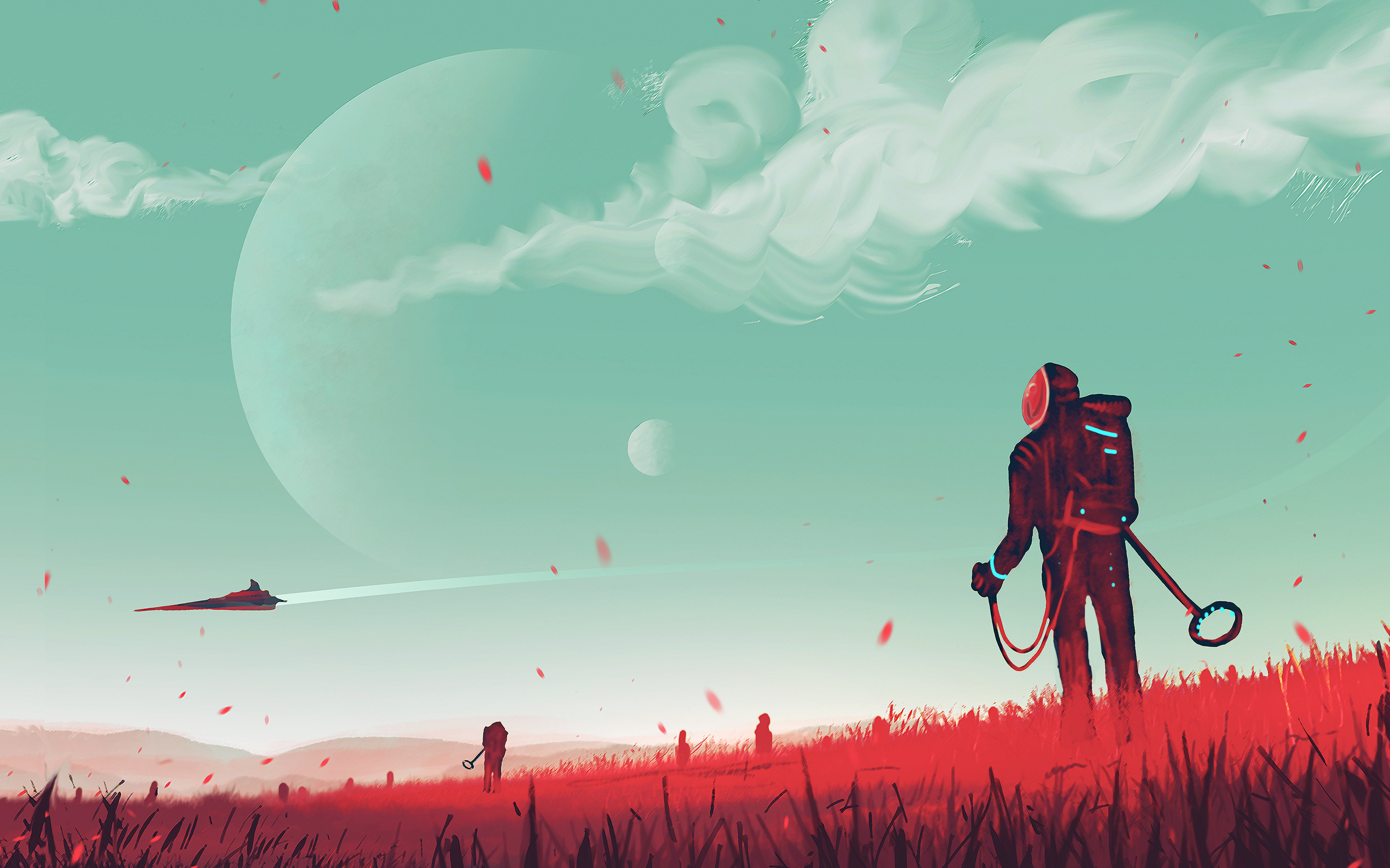 Red Grass Digital Painting Concept Art 4k HD Wallpaper