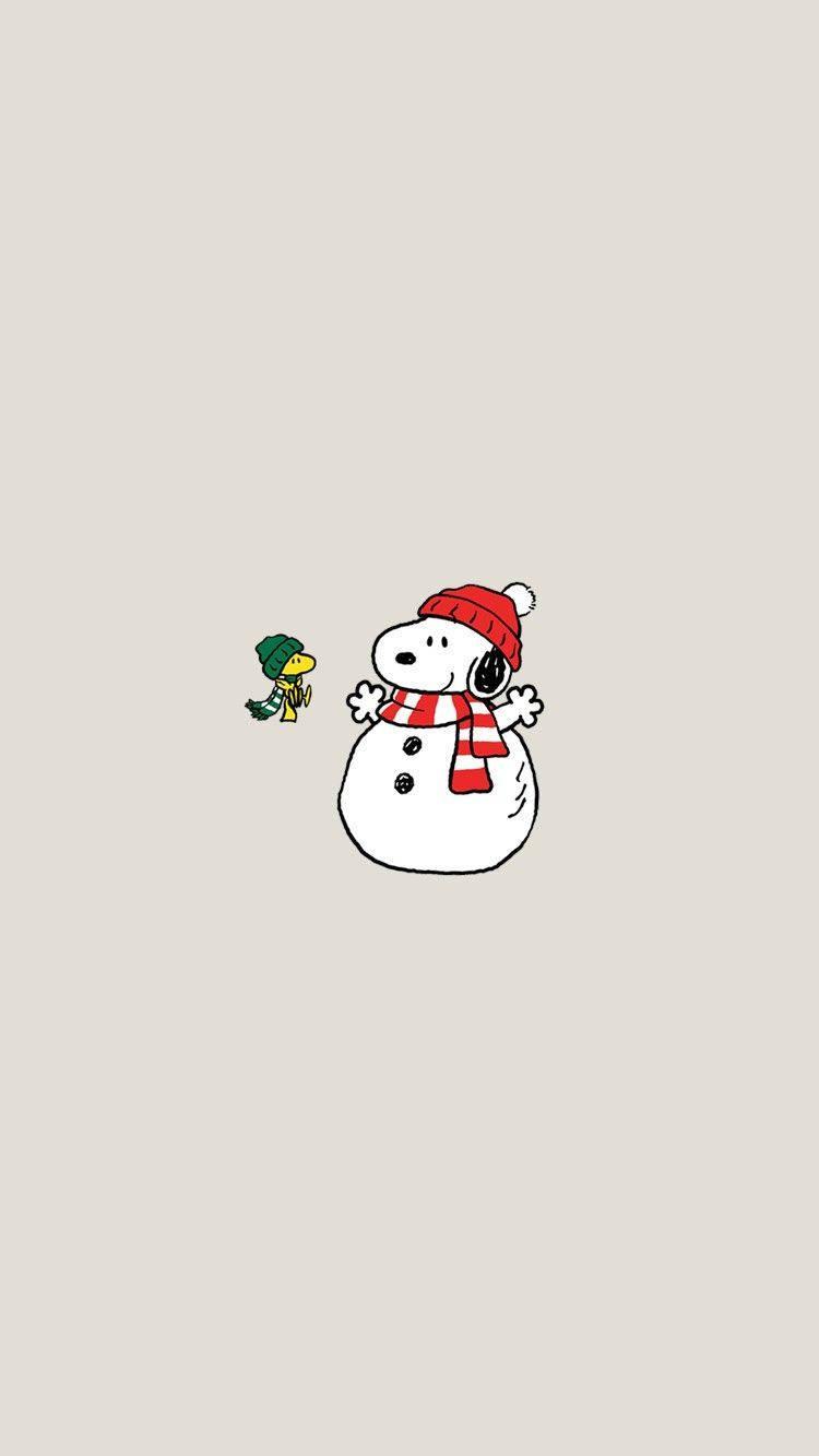 Download Snoopy Christmas Snowman Wallpaper