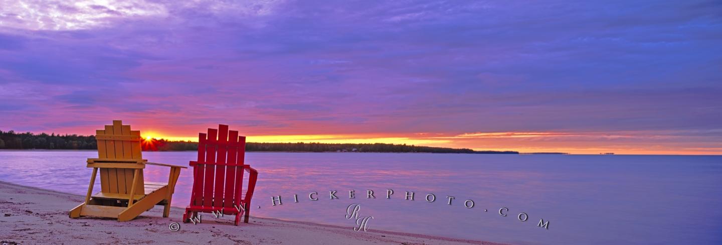 Wallpaper Background Two Adirondack Chairs Sunset Lake Huron