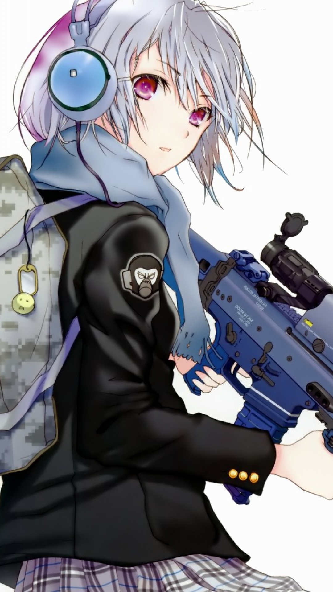 Wallpaper Anime Girl Attitude Backpack Weapons