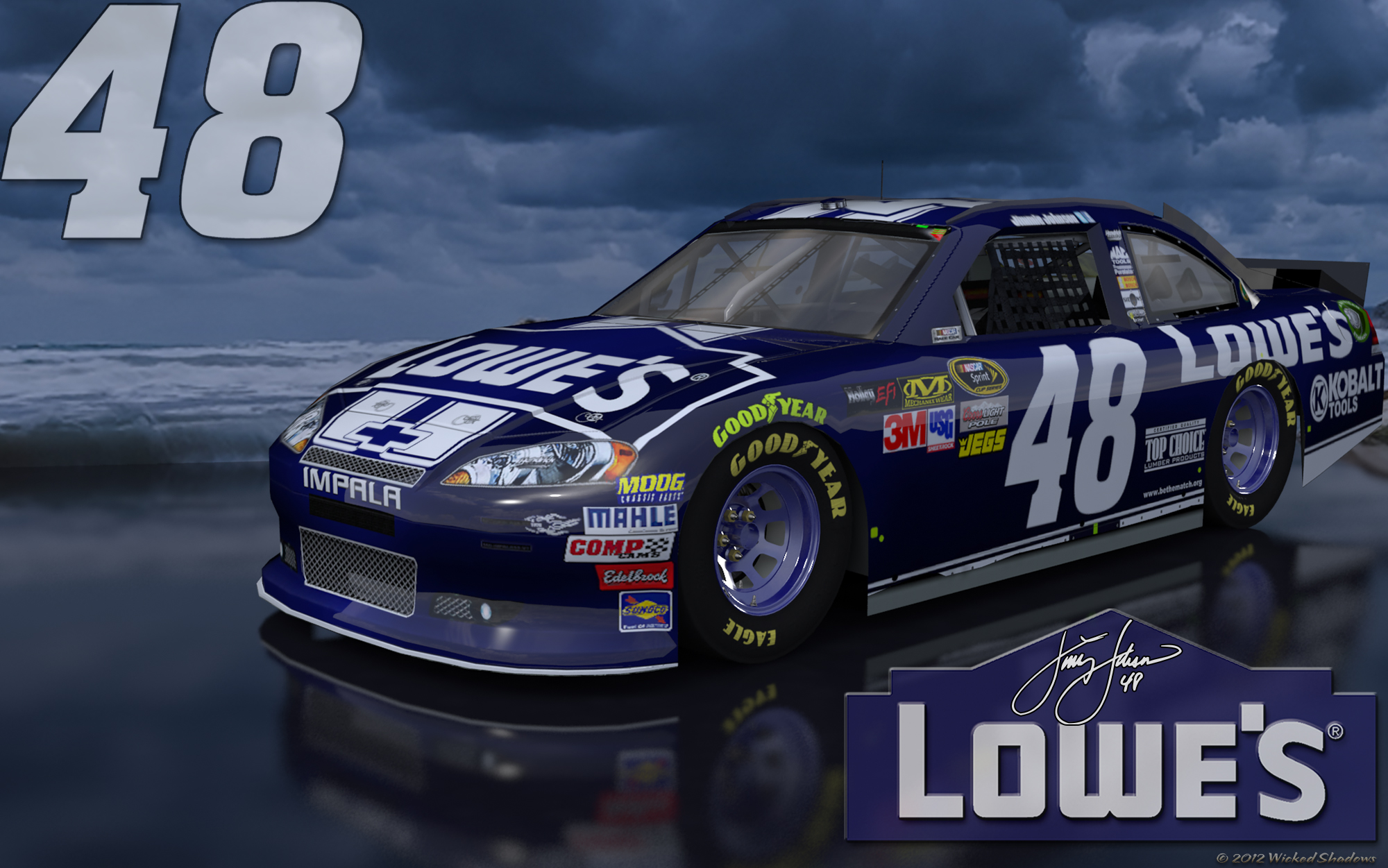 Jimmie Johnson Blue Lowes Outdoor Wallpaper With A Beautiful Ocean