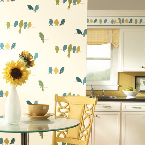 York Wallcoverings Bistro Bird On A Wire Wallpaper Yliving