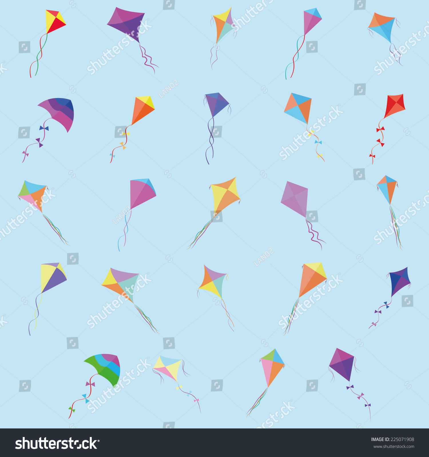 Abstract Cute Kites On Blue Background Stock Vector Royalty