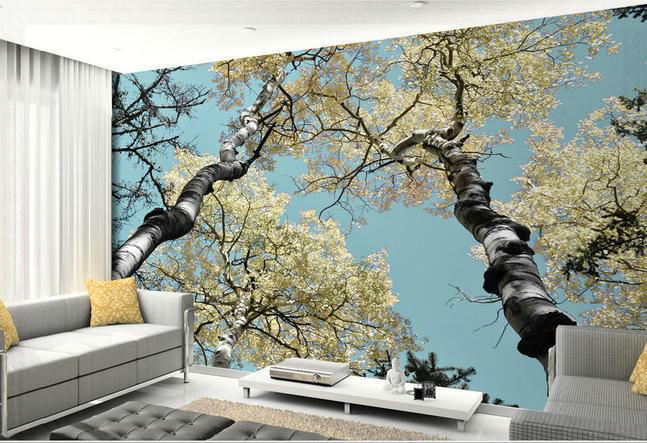 New large wallpaper Custom wallpaper Winter birch branches scenery 3D 647x443