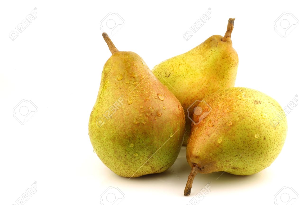 Doyenne Du Ice Pears On A White Background Stock Photo Picture
