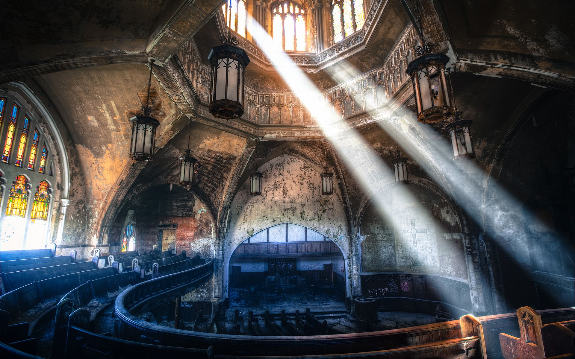 Abandon Buildings Cathedral Church Deserted Room Sunlight Urban