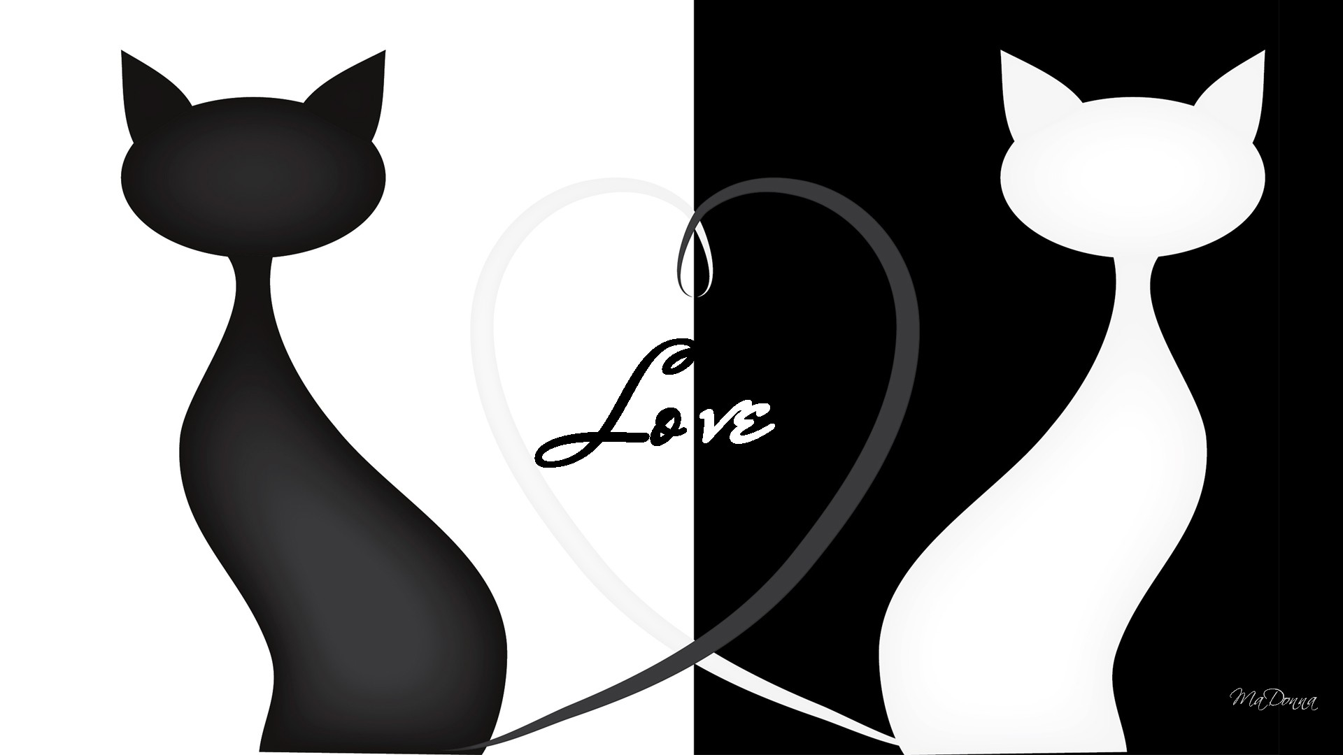 White And Black Cats Love Clip Art Library