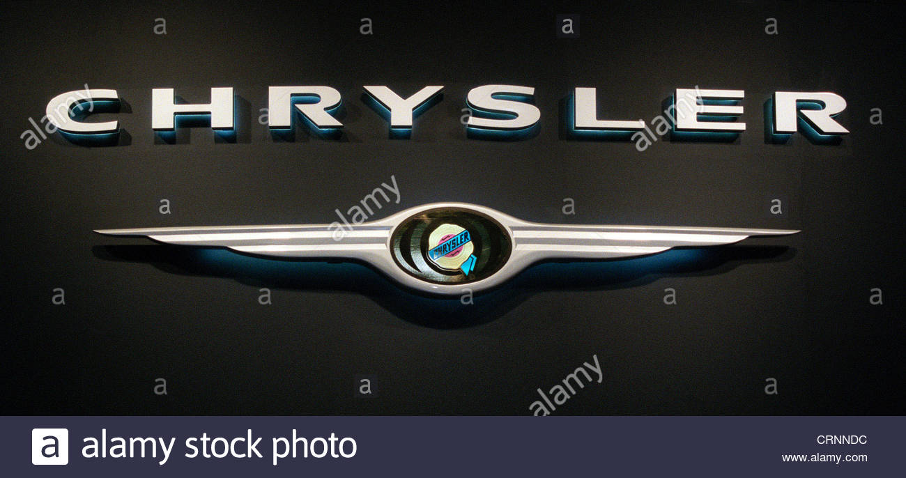 Logo Of The Chrysler Brand Car On A Dark Background Stock Photo