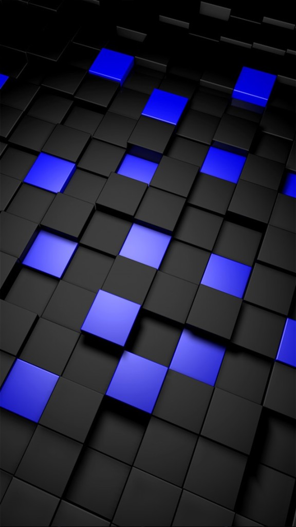 3d Dark And Blue Cubes Wallpaper iPhone