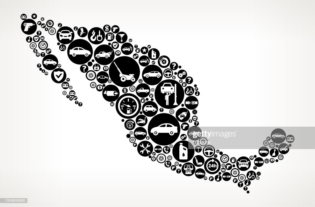Mexica Cars And Auto Repair Icon Background Stock Illustration