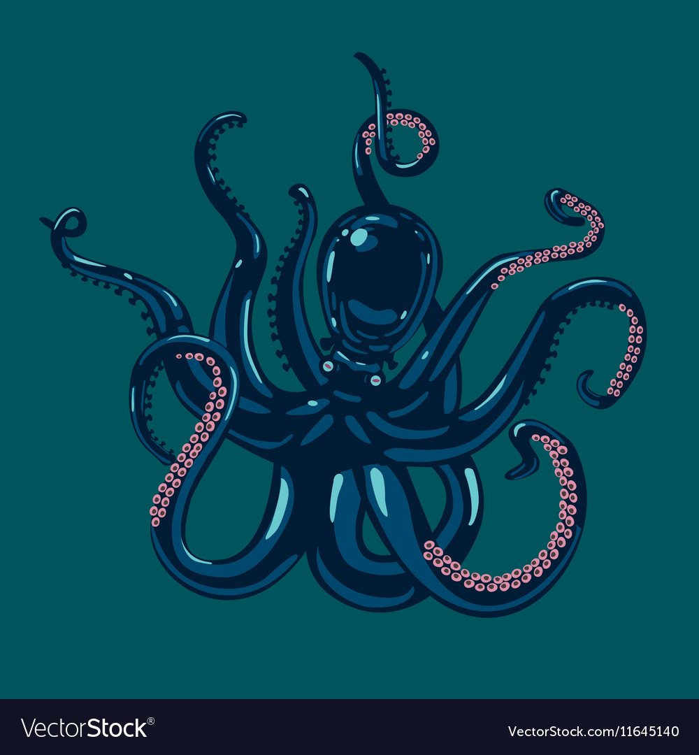 Colored Octopus On Isolated Background Royalty Vector