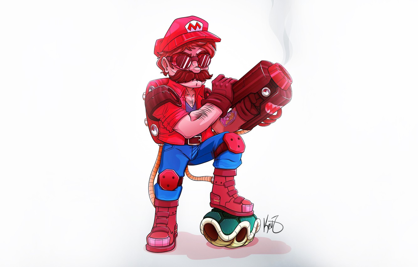 Wallpaper Gun Art Mario Concept Minimalism Characters