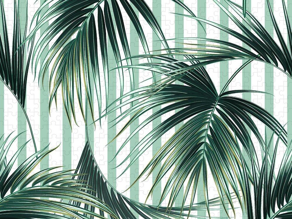 Tropical Exotic Seamless Pattern Background With Palm Leaves