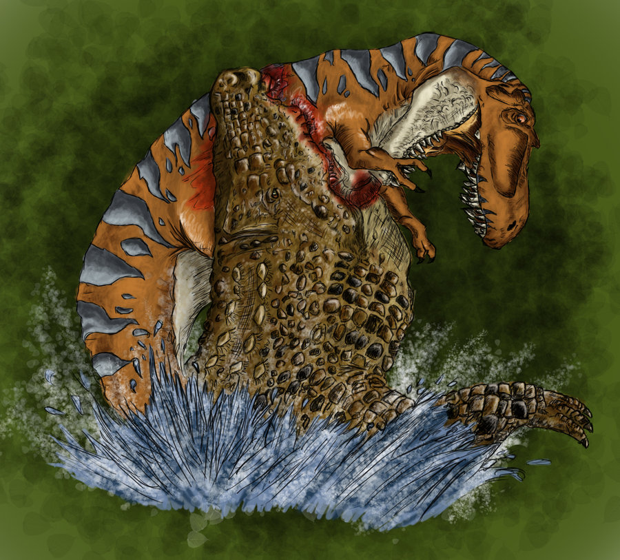 Albertosaurus Vs Deinosuchus By Epolice