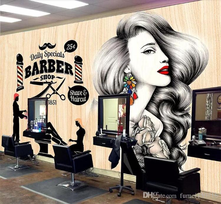 Custom Wallpaper Hairdressing Salon Hair Wall Barber Shop Vintage