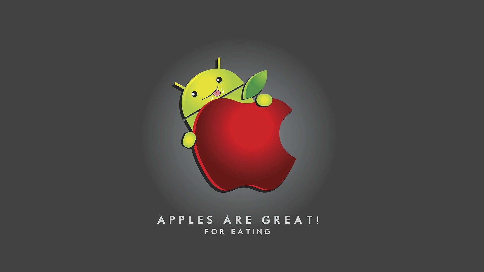 Android Mascot Eating Apple Wallpaper Hq