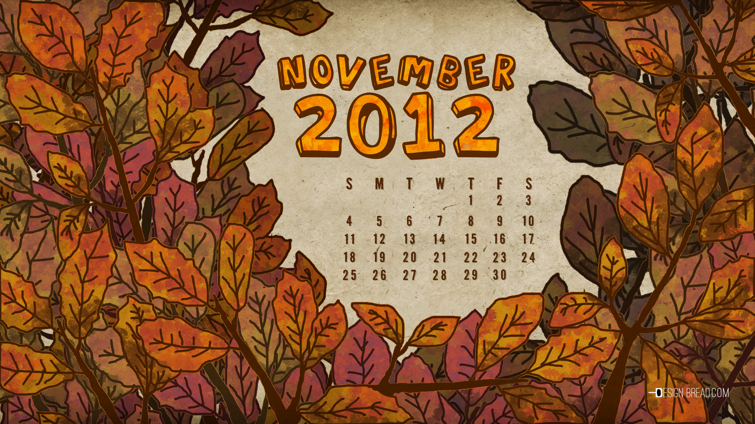 November Calendar Wallpaper Design Bread