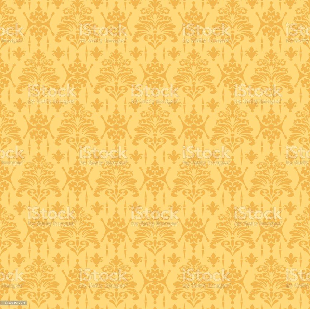 Seamless Pattern Yellow Background Texture Ethnic Textile Graphic
