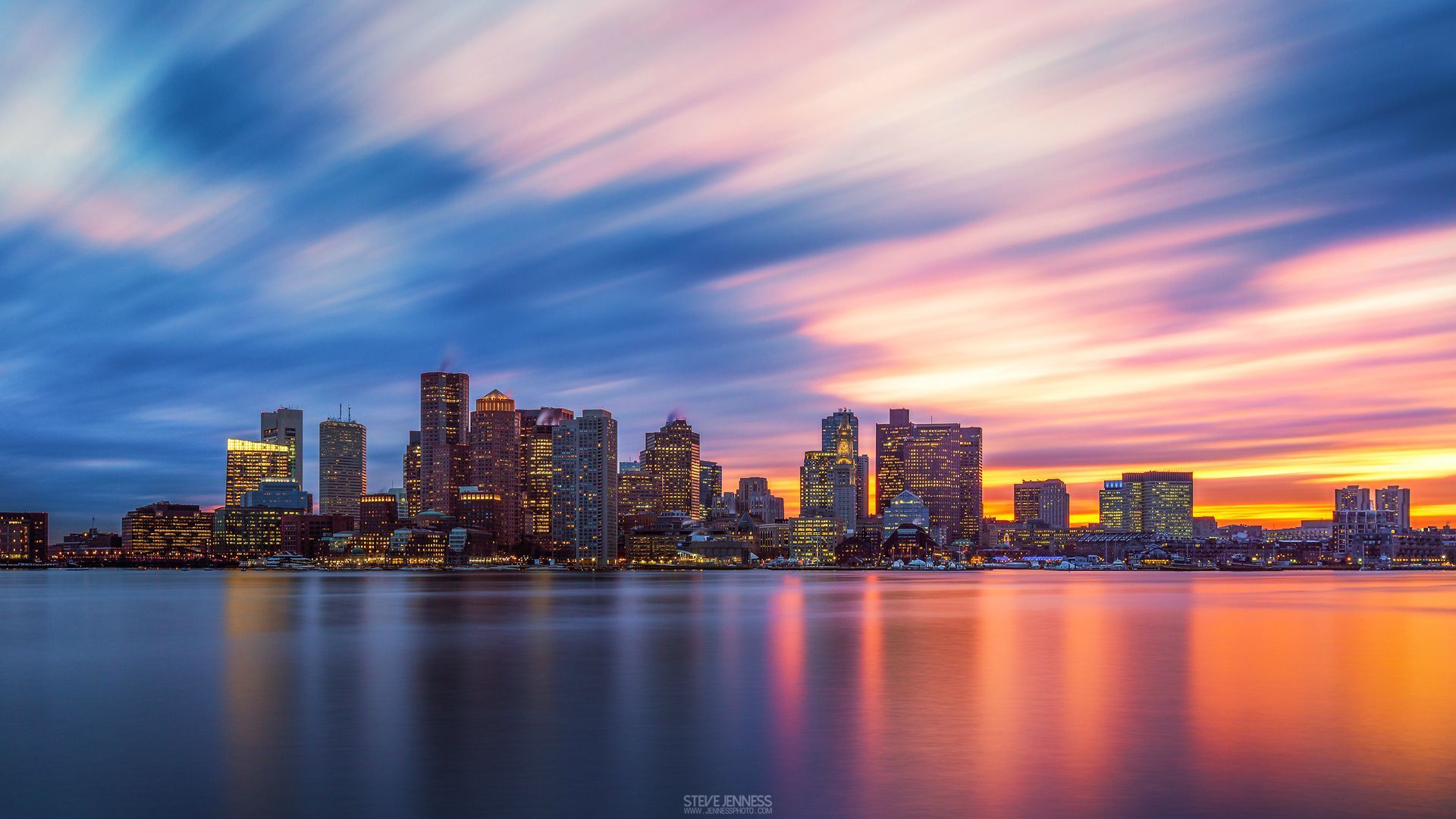 Boston Skyline Sunset Wallpaper High Resolution With HD