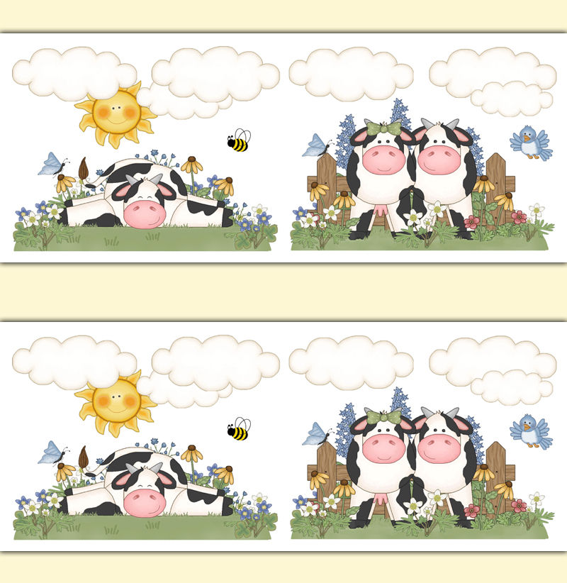 Dairy Cow Wallpaper Border Wall Decals Barnyard Farm Animals Stickers