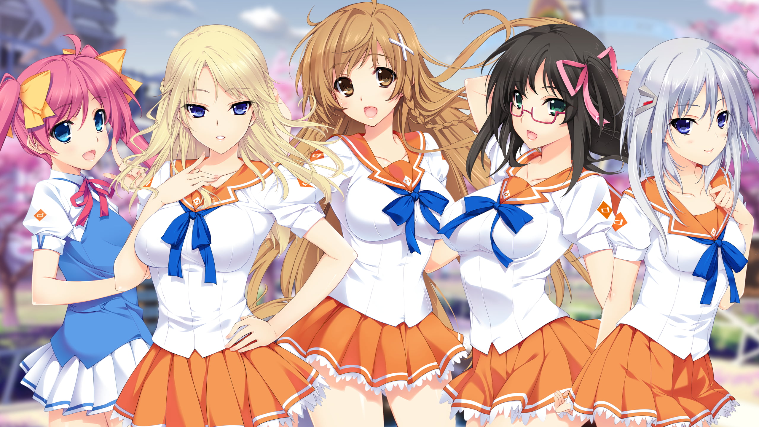 Five Female Anime Character Illustration Love Life Ojou