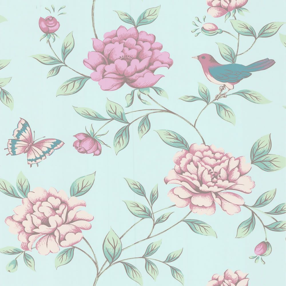 Isabelle Birds Butterflies Floral Monsoon Wallpaper