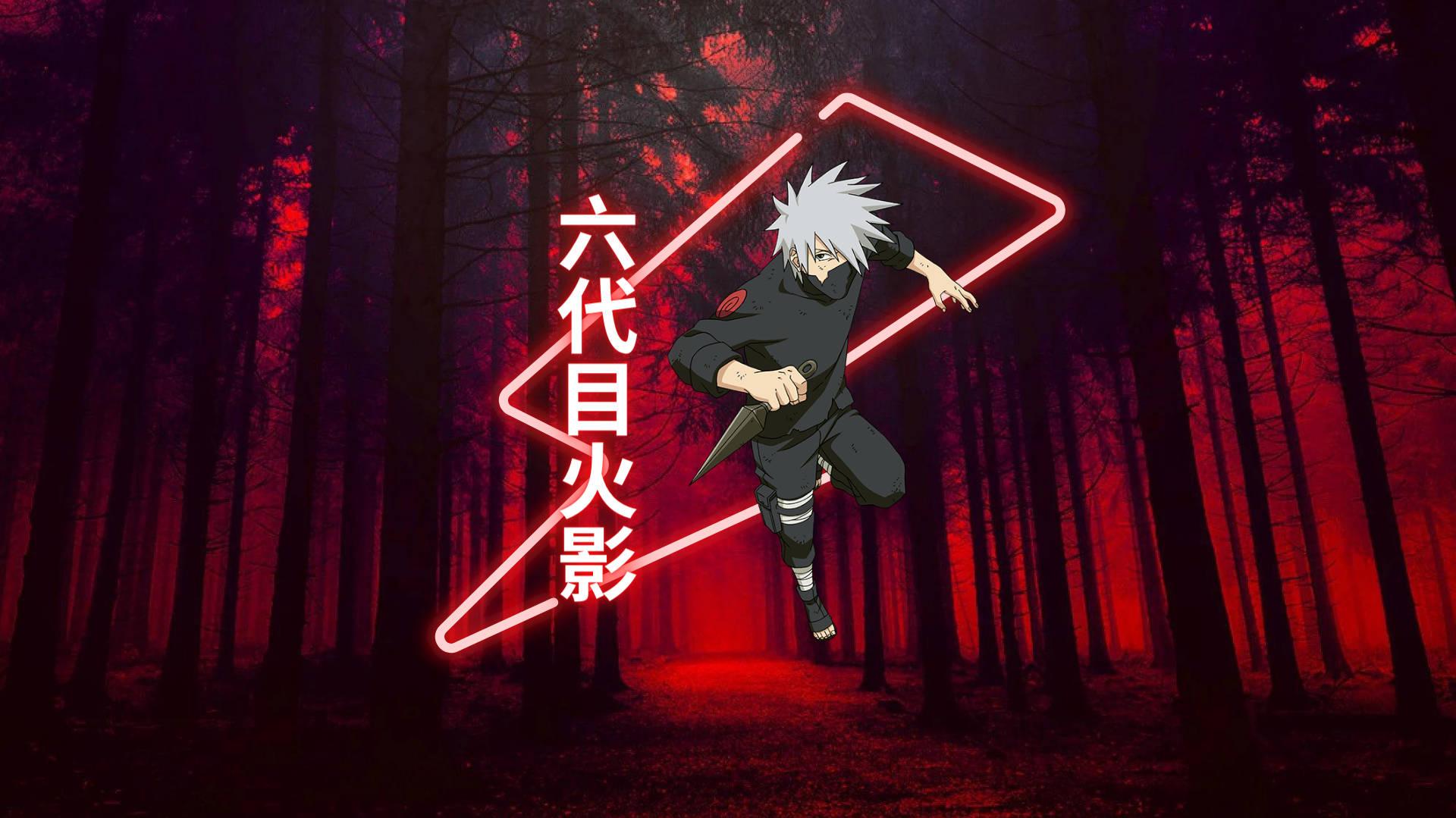 Neon Red Kakashi Hatake Wallpaper