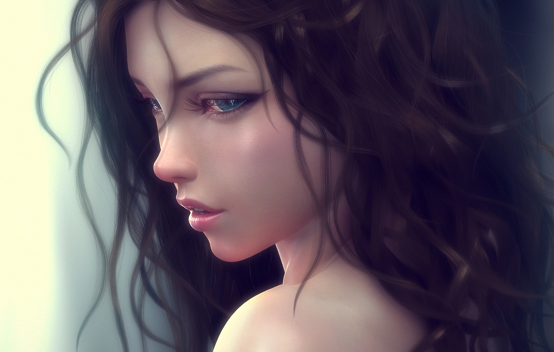 Cute Curly Hair Girl Artwork Ultrawide Quad HD 1440p 4k Wallpaper
