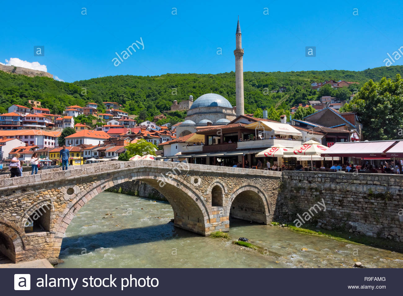 Stone Bridge Sinan Pasha Mosque And Houses In The Old Town On